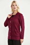 Shawl Collar Long Buttoned Knitwear Cardigan - Burgundy - 3
