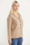 Oversize Pocketed Knitwear Jacket - Beige - 3