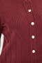 Metal Button Detailed Skirted Knitwear Set - Burgundy - 5