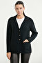 Oversize Pocketed Knitwear Jacket - Black