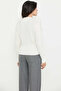 Polo Collar Ruffled Knit Sweater - Bone - 6