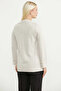 Woolen Long Knitwear Jacket with Metal Button Detail - Stone - 6