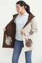 Woolen Double Color Thick Knitwear Jacket - Beige - Brown - 4