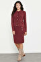 Metal Button Detailed Skirted Knitwear Set - Burgundy - 2