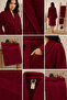 Eldy Women's Bathrobe Set 4 Pieces, 100% Cotton Certified Striped Shawl Collar Women's Bathrobe Set - Claret Red - 7