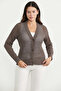 Perforated Motif Buttoned Cotton Knitwear Cardigan - Brown - 4