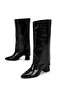 Vienna Black Patent Leather Women's Pointed Toe Stylish Modern Thick Heeled Slip-On Boots - 2