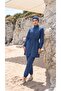 Adjustable Elastic Waistband Fully Covered Hijab Swimsuit 4-Piece Set with Bag and Bonnet Indigo - 2