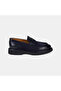 Men's Navy Blue Nubuck Leather Loafer with Tape Detail - 2