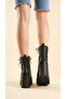 Side Zippered Lace-Up High Thick Heeled Women's Long Boots - 4