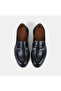 Men's Black Apron Stitched Thick Soled Leather Loafer - 6