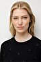 Women's Crew Neck Floral Wool Sweater Black - 4