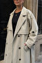 Women's Oversized Belted Long Trench Coat - Stone - 2