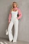 Women's High-Neck Long Sleeve Balloon Sleeve Modern Design Textured Stylish Casual Powder Knitwear Neck Collar Bolero - 2