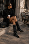 Vienna Black Patent Leather Women's Pointed Toe Stylish Modern Thick Heeled Slip-On Boots - 5