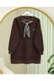 Leopard Scarf 3 Yarn Sweatshirt - Dark Brown - 2
