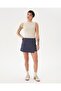 Navy Blue Blueberry Side Lace-Up, Zippered, Organic Cotton Wrap Shorts Skirt - 5