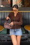Women's Brown Polo Collar Buttoned Premium Soft Knitwear Cardigan - 7