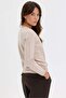 Women's V-Neck Front-Walked Knitwear Sweater Beige - 3