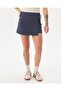 Navy Blue Blueberry Side Lace-Up, Zippered, Organic Cotton Wrap Shorts Skirt