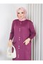 Cold Yarn Bow Pocket Detailed Jacket and Trousers Set - 6
