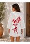 Women's Leopard Printed Hooded Beach Dress Pareo Kimono White (Phoenix) - 2