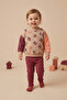 Baby Girl Animal Patterned Sweatshirt and Ruffle Hem Ribbed Leggings Set