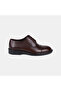 Men's Brown Lace-Up Leather Classic Shoes with Laser Engraving Detail - 2