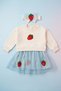 Baby Girl Strawberry Embroidered Tulle Dress and Bandana 2-Piece Set