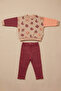 Baby Girl Animal Patterned Sweatshirt and Ruffle Hem Ribbed Leggings Set - 2