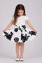 Girl's White Puffy Skirt with Pleated Inner Lining, Rose Print, Waistband and Zipper - 2