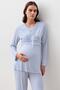 Long Sleeve Lace Lycra Viscose Maternity Dressing Gown Pajama Set - 7