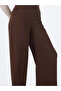 Women's Wide Leg Fabric Brown Trousers 0013 - 6