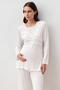 Long Sleeve Lace Lycra Viscose Maternity Dressing Gown Pajama Set - 6