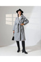 Women's Gray Buttoned Cuffed Double-Breasted Oversize Cashmere Coat with Midi Length and Flap Pockets - 7