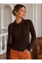 Polo Collar Buttoned Openwork Knit Patterned Long Sleeve Slim Knitwear Sweater Aw26Kz00045 - 4