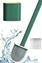Wall Mountable Toilet Brush Set with Lid and Hanger, Soft Silicone Head (K0)