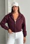 Metal Zipper Hooded Crop Sweatshirt with Hidden Pocket Cardigan - 5