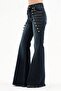 Women's Button Front and Brit Detailed Spanish Flare Lycra Design Jeans - 3
