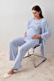 Long Sleeve Lace Lycra Viscose Maternity Dressing Gown Pajama Set - 2