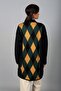 Women's Large Size Long Knitwear Cardigan with Diamond Pattern on the Back and Pockets - 4