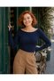 Long Sleeve Finger-Looped 100% Organic Cotton Women's Blouse Ovv-5 - 2
