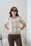 Crew Neck Silvery Hair Knit Patterned Short Sleeve Slim Fit Knitwear Blouse Aw26Bz0006