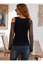 Women's Strappy Round Neck Viscose Undershirt and Mesh Detailed Long Sleeve Blouse Double Set - 3