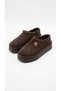 Women's Slippers with Filled Sole Platform and Fur Inside, Suede Closed Toe Winter Casual Brown Stylish Shn-54395 - 3