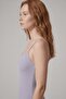 Women's Blue Ribbed Thin Rope Strap U-Neck Flexible Camisole Casual Undershirt - 2