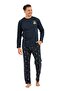 Men's Navy Blue Long Sleeve Pajama Set 3833-S