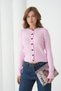 Basic Ribbon Button Detailed Hair Braided Knitwear Cardigan Aw25Hi0066