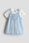 2-piece dungaree dress and top set