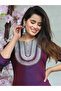 Purple Art Silk Embroidered Straight Kurti - PMM18254 | Purple-Size:S-36-Inches - 3